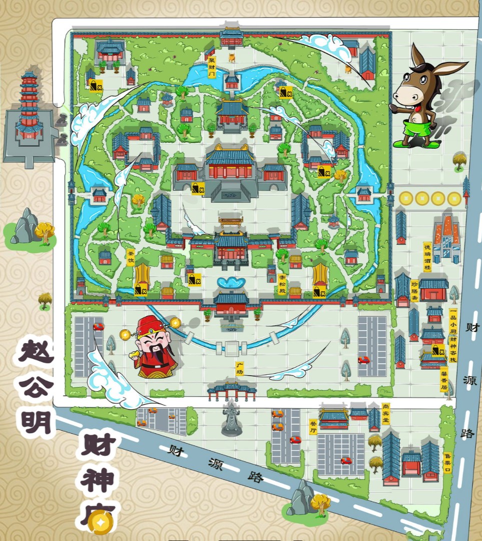 宜宾寺庙类手绘地图